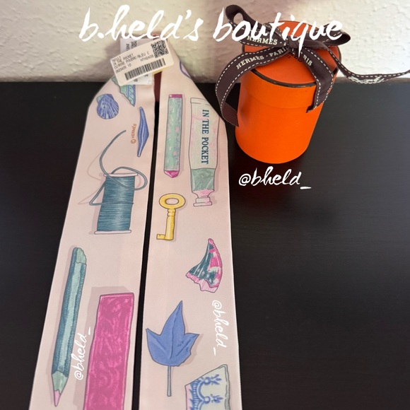 Hermès In the Pocket Twilly in Rose Poudre / Bleu Ciel / Vert Brand New NWT - Picture 7 of 16